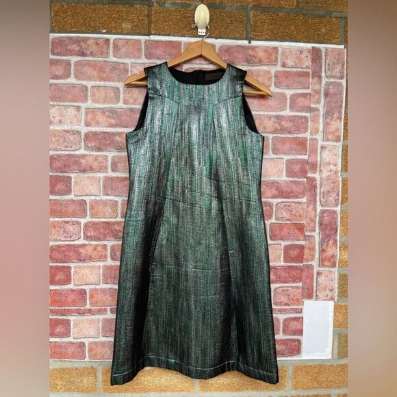 Jo No Fui emerald Metallic A-Line Shift Dress size 42/8 - Picture 1 of 12